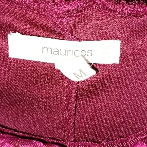 Women's Maurice Dark Red Velour Dress M - Picture 2 of 5